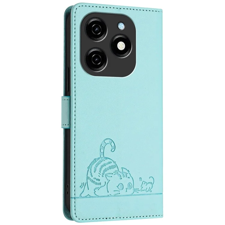 YB Imprinting Series-9 para TECNO Spark 20 Funda del teléfono RFID Bloqueo Impreso Cubierta de cuero - Verde menta