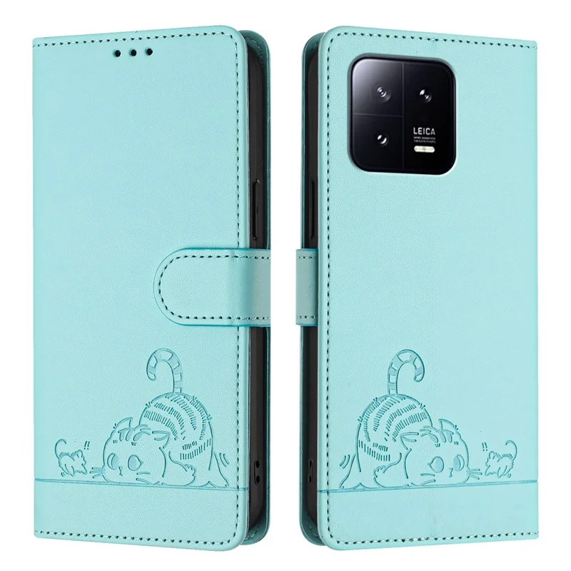 Série d'impression YB-9 pour étui Xiaomi 13 Blocage RFID Portefeuille en cuir PU Housse de téléphone - Vert menthe