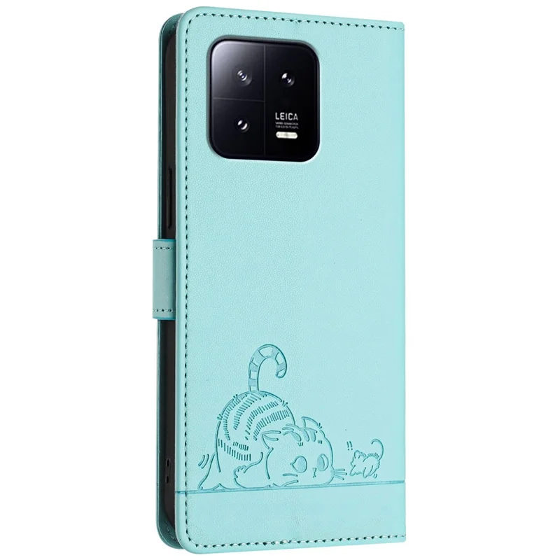 Série d'impression YB-9 pour étui Xiaomi 13 Blocage RFID Portefeuille en cuir PU Housse de téléphone - Vert menthe