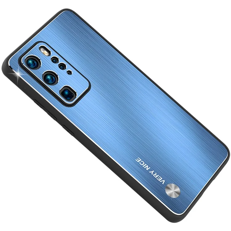 Étui à Téléphone Brossé Pour Huawei P40 Pro, TPU + Aluminium Aluminium Hybrid Protective Cover - Bleu