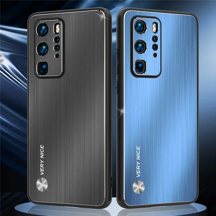 Étui à Téléphone Brossé Pour Huawei P40 Pro, TPU + Aluminium Aluminium Hybrid Protective Cover - Bleu