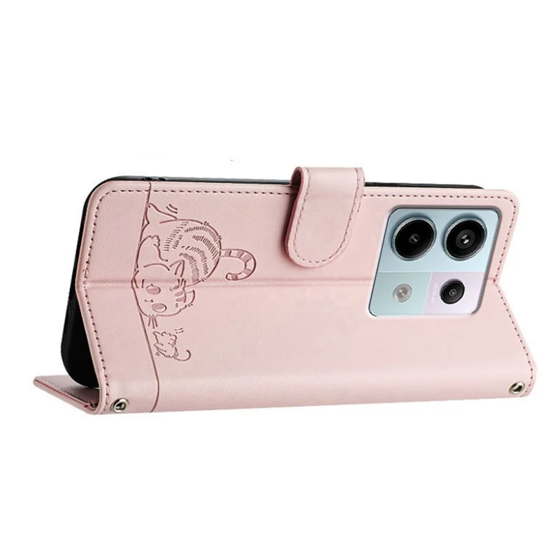 Серия YB Imprinting - 9 для Xiaomi Redmi Note 13 Pro 5G / Poco X6 5G Кожаный чехол для телефона с ремешком - Розовый