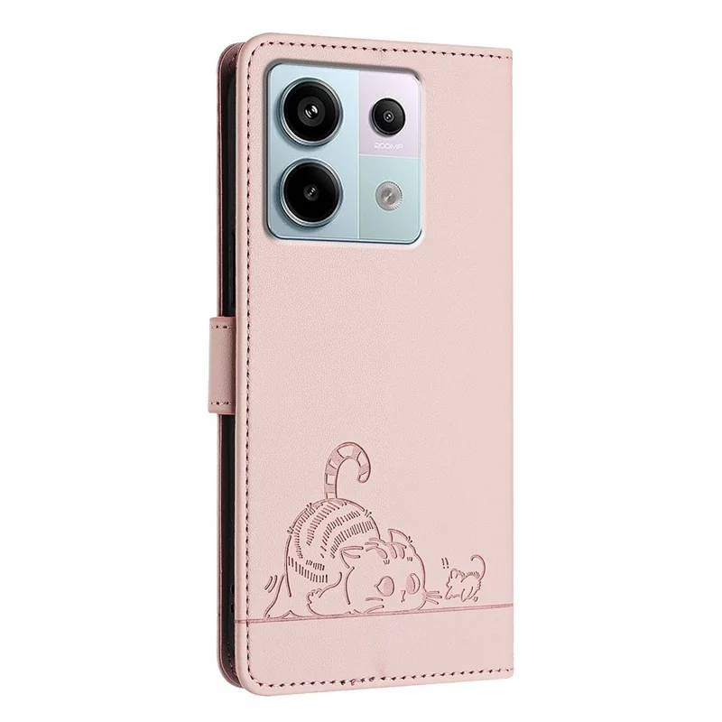 Серия YB Imprinting - 9 для Xiaomi Redmi Note 13 Pro 5G / Poco X6 5G Кожаный чехол для телефона с ремешком - Розовый