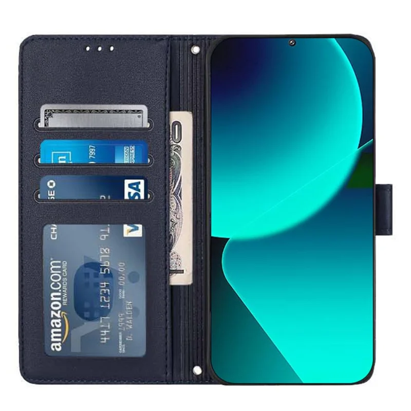 For Xiaomi Redmi Note 13 Pro 5G / Poco X6 5G Case with Strap RFID Blocking Leather Wallet Phone Cover Cat Mouse Pattern -  Sapphire