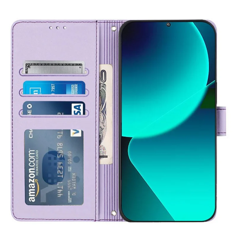 YB Imprinting Series-9 per Xiaomi Redmi Note 13 Pro 5G / Poco X6 5G Custodia Telefonica in Pelle con Cinturino - Viola