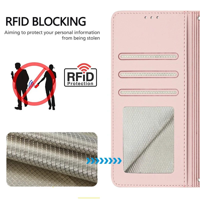 YB Imprinting Series-9 pour Xiaomi Redmi Note 13 Pro+ 5G Étui Mignon Chat Souris Couverture de Téléphone en Cuir - Rose