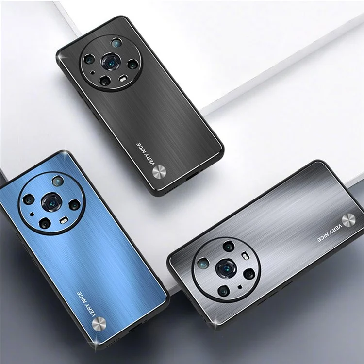 For Honor Magic4 Pro 5G Custodia in Lega di Alluminio Spazzolato + Telaio in TPU Cover Protettiva con Taglio Preciso - Blu