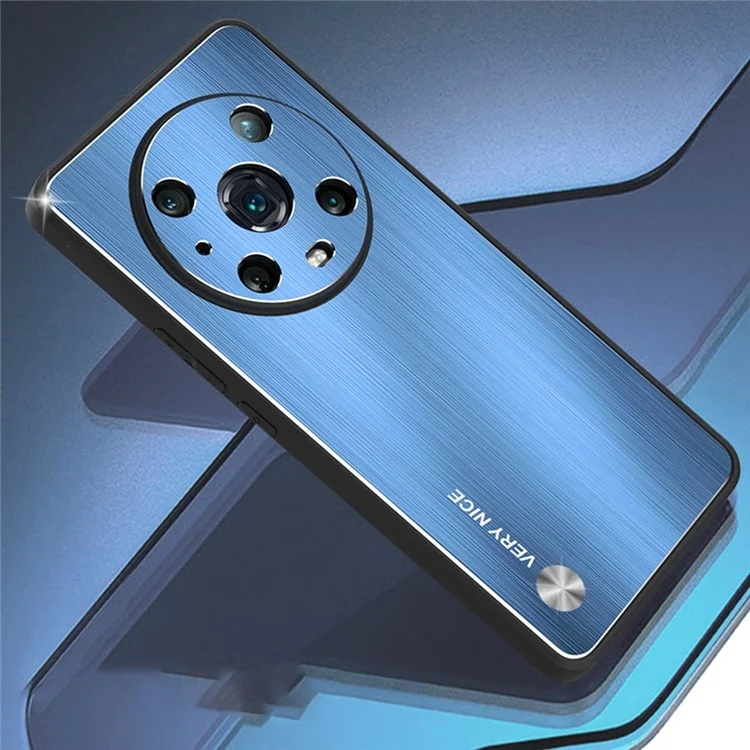 For Honor Magic4 Pro 5G Custodia in Lega di Alluminio Spazzolato + Telaio in TPU Cover Protettiva con Taglio Preciso - Blu