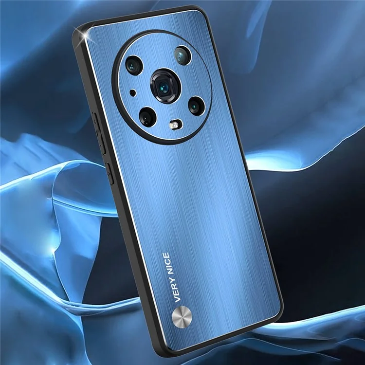 For Honor Magic4 Pro 5G Custodia in Lega di Alluminio Spazzolato + Telaio in TPU Cover Protettiva con Taglio Preciso - Blu