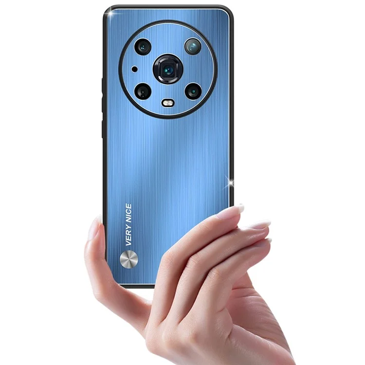For Honor Magic4 Pro 5G Custodia in Lega di Alluminio Spazzolato + Telaio in TPU Cover Protettiva con Taglio Preciso - Blu