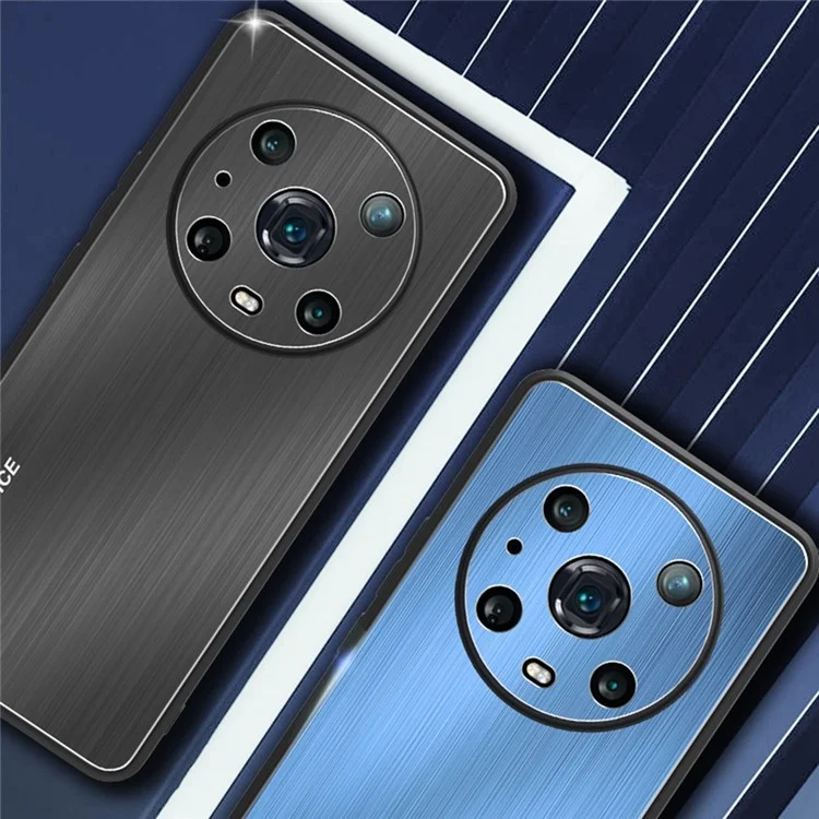 For Honor Magic4 Pro 5G Custodia in Lega di Alluminio Spazzolato + Telaio in TPU Cover Protettiva con Taglio Preciso - Blu