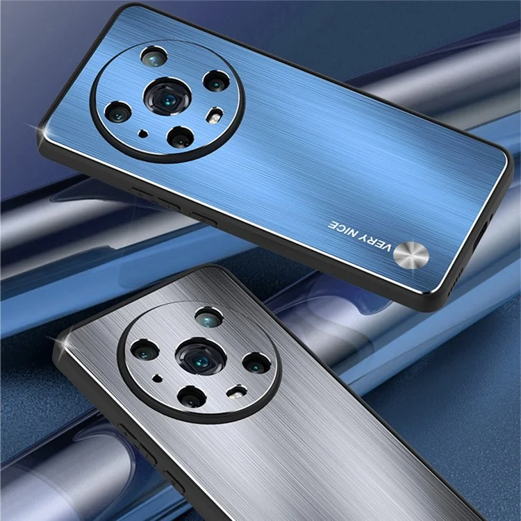 For Honor Magic4 Pro 5G Custodia in Lega di Alluminio Spazzolato + Telaio in TPU Cover Protettiva con Taglio Preciso - Blu