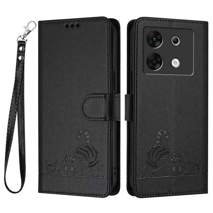 Série de Estampagem YB-9 para Infinix Zero 30 5G Case RFID Blocking Wallet Leather Cover - Preto