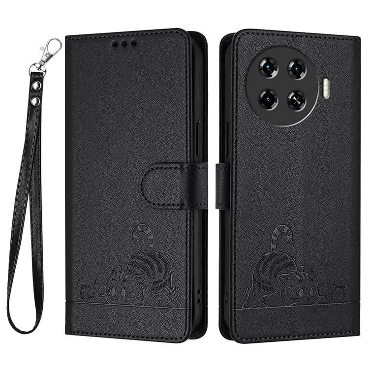 Серия YB Imprinting для TECNO Spark 20 Pro+ Чехол-кошелек с RFID-блокировкой - Черный