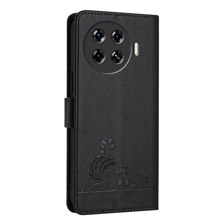 Серия YB Imprinting для TECNO Spark 20 Pro+ Чехол-кошелек с RFID-блокировкой - Черный