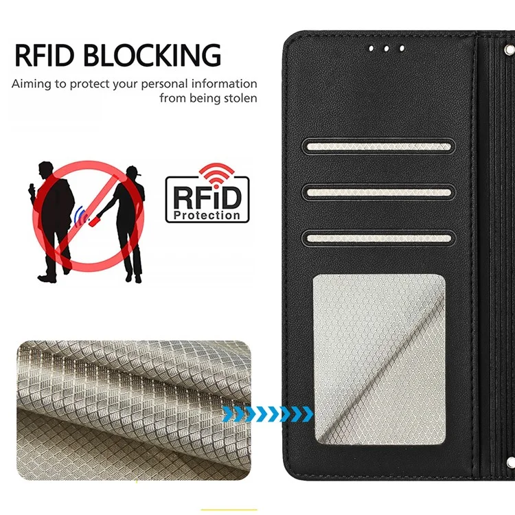 For TECNO Spark Go 2024 4G / Spark 20C Case with Strap RFID Blocking Leather Wallet Phone Cover Cat Mouse Pattern - Black