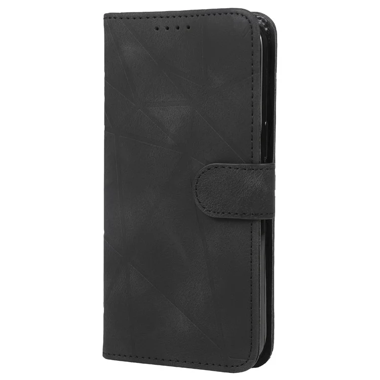 For Sony Xperia 10 V Case Skin-Friendly Flip Leather Phone Cover Imprinted Lines - Black