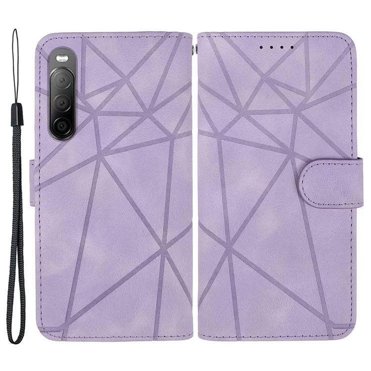 Für Sony Xperia 10 IV 5G Case Lederlinie Muster Klapp-Handyhülle - Lila