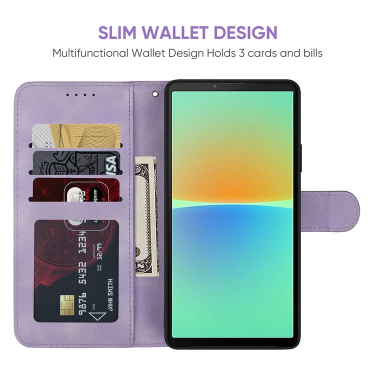 Für Sony Xperia 10 IV 5G Case Lederlinie Muster Klapp-Handyhülle - Lila