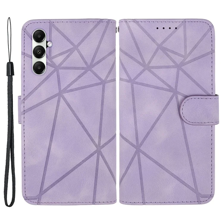 Pour Samsung Galaxy A05s 4G Case PU Leather Wallet Stand Lines Design Phone Cover - Violet