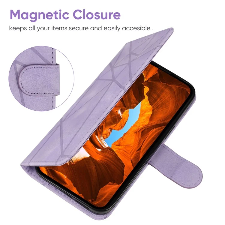 Pour Samsung Galaxy A05s 4G Case PU Leather Wallet Stand Lines Design Phone Cover - Violet