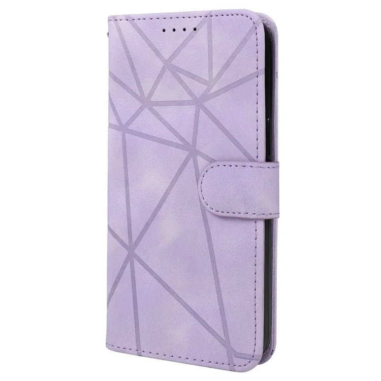 Pour Samsung Galaxy A05s 4G Case PU Leather Wallet Stand Lines Design Phone Cover - Violet
