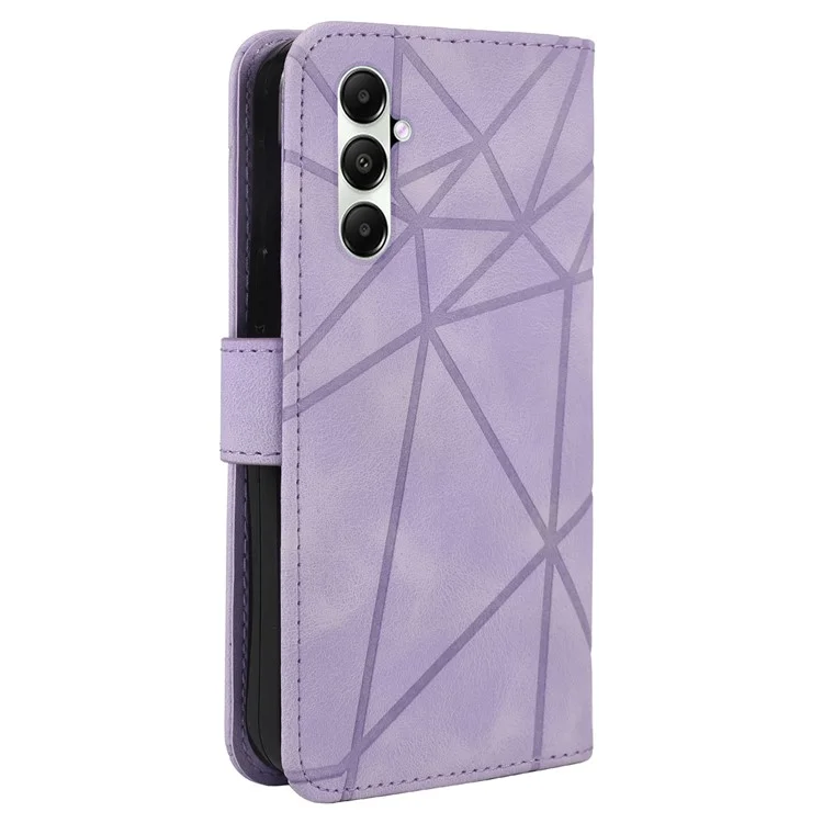 Pour Samsung Galaxy A05s 4G Case PU Leather Wallet Stand Lines Design Phone Cover - Violet
