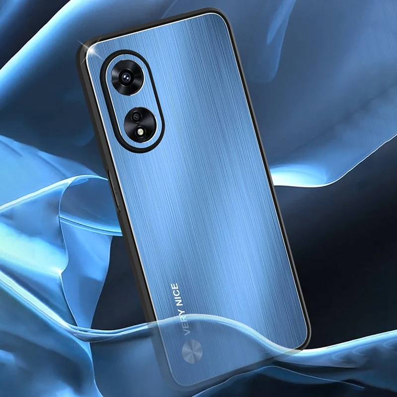 TPU + Aluminium Alloy Hybrid Case for Oppo A97 5G, Drop-proof Brushed Surface Mobile Phone Cover - Black