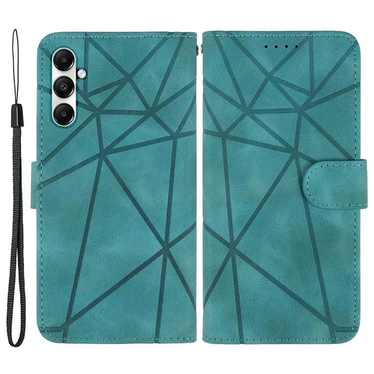 Per Samsung Galaxy A15 4G / 5G Wallet Case Custodia in Pelle Copertina con Linee Impresse - Verde