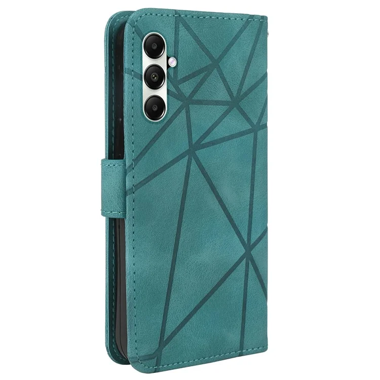 Per Samsung Galaxy A15 4G / 5G Wallet Case Custodia in Pelle Copertina con Linee Impresse - Verde