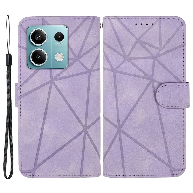 For Xiaomi Redmi Note 13 5G Case Leather Phone Cover Imprinted Line Pattern TPU Inner - Purple