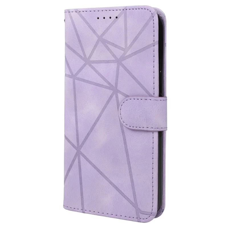 For Xiaomi Redmi Note 13 5G Case Leather Phone Cover Imprinted Line Pattern TPU Inner - Purple