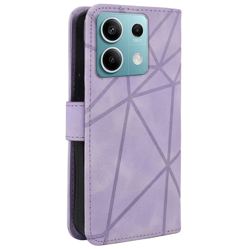 For Xiaomi Redmi Note 13 5G Case Leather Phone Cover Imprinted Line Pattern TPU Inner - Purple