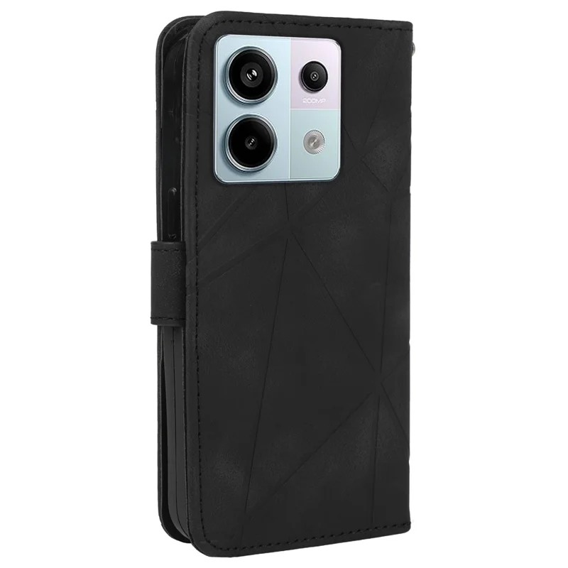 Para Xiaomi Redmi Note 13 Pro 5G / Poco X6 5G Funda Cuero Cartera Telefónica Cubierta Líneas Estampadas - Negro