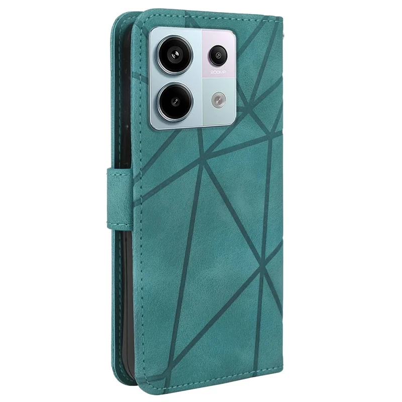 For Xiaomi Redmi Note 13 Pro 5G / Poco X6 5G Case Leather Phone Wallet Cover Lines Imprint - Green