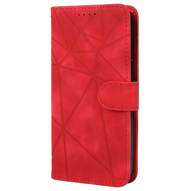 For Xiaomi Redmi Note 13 Pro 5G / Poco X6 5G Case Leather Phone Wallet Cover Lines Imprint - Red
