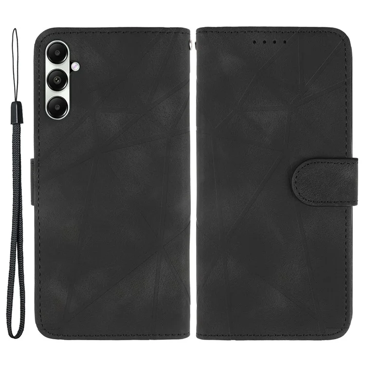 Für Samsung Galaxy A25 5G (Global) (161,0 x 76,5 x 8,3 mm) Stand Case Line Pattern Leather Phone Cover - Schwarz