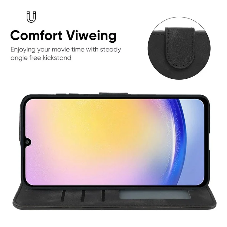 Für Samsung Galaxy A25 5G (Global) (161,0 x 76,5 x 8,3 mm) Stand Case Line Pattern Leather Phone Cover - Schwarz