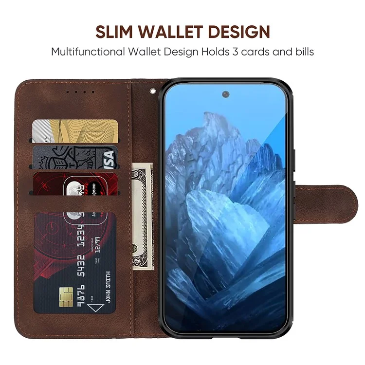 Per Google Pixel 8 Pro Phone Case Skin-Friendly Imprinted Lines Leather Phone Cover - Marrone