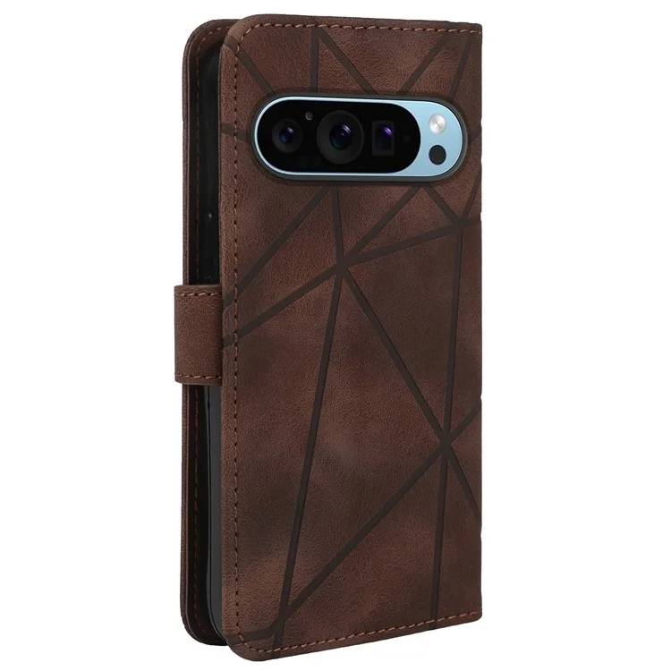 Per Google Pixel 8 Pro Phone Case Skin-Friendly Imprinted Lines Leather Phone Cover - Marrone