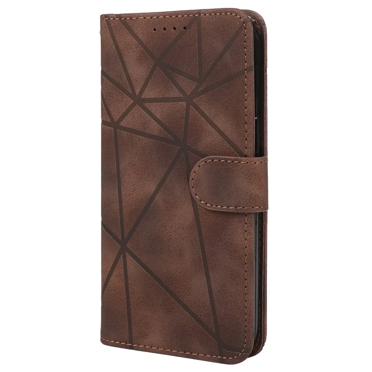 Für Xiaomi Redmi 13C 4G / 13C 5G / Poco C65 4G Hülle Lederlinien-Muster Flip-Handyhülle - Braun
