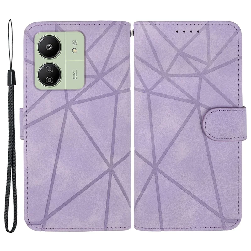 Per Xiaomi Redmi 13C 4G / 13C 5G / Poco C65 4G Custodia Linea in Pelle Modello Flip Cover per Telefono - Viola