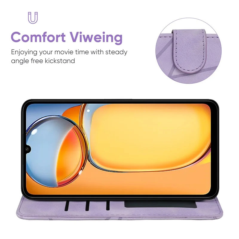 Per Xiaomi Redmi 13C 4G / 13C 5G / Poco C65 4G Custodia Linea in Pelle Modello Flip Cover per Telefono - Viola
