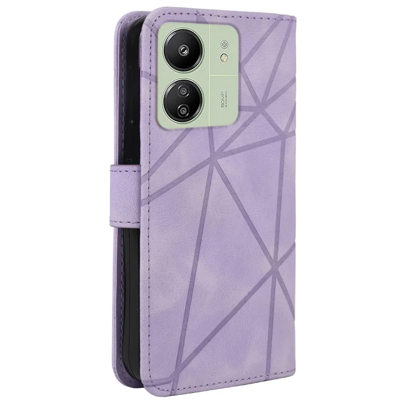Per Xiaomi Redmi 13C 4G / 13C 5G / Poco C65 4G Custodia Linea in Pelle Modello Flip Cover per Telefono - Viola