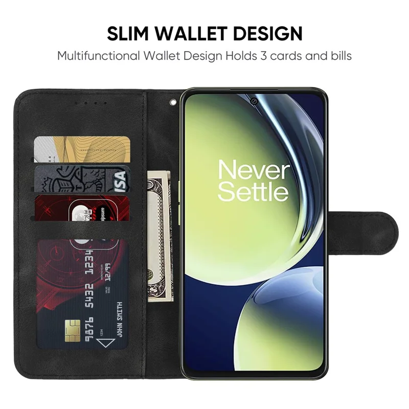 Pour Oppo K11x 5G / OnePlus Nord CE 3 Lite 5G / Nord N30 5G Étui Peau-Lignes de Contact Imprimer Cuir Housse de Téléphone - Noir