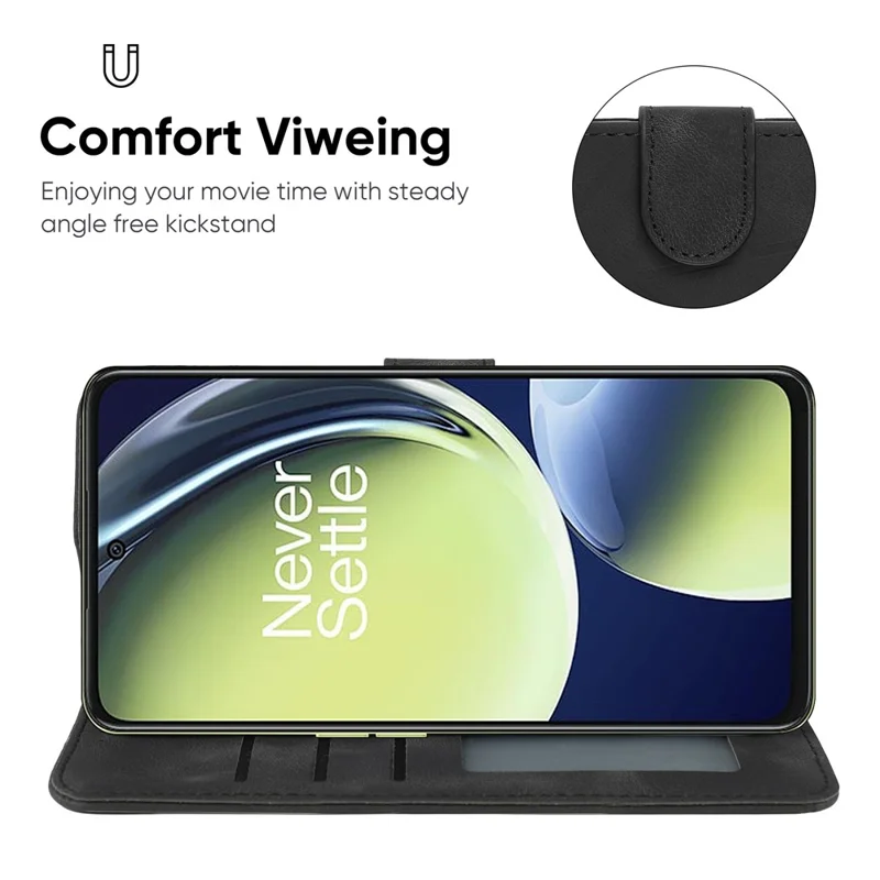 Pour Oppo K11x 5G / OnePlus Nord CE 3 Lite 5G / Nord N30 5G Étui Peau-Lignes de Contact Imprimer Cuir Housse de Téléphone - Noir