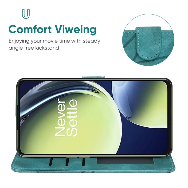 For Oppo K11x 5G / OnePlus Nord CE 3 Lite 5G / Nord N30 5G Case Skin-Touch Lines Imprint Leather Phone Cover - Green
