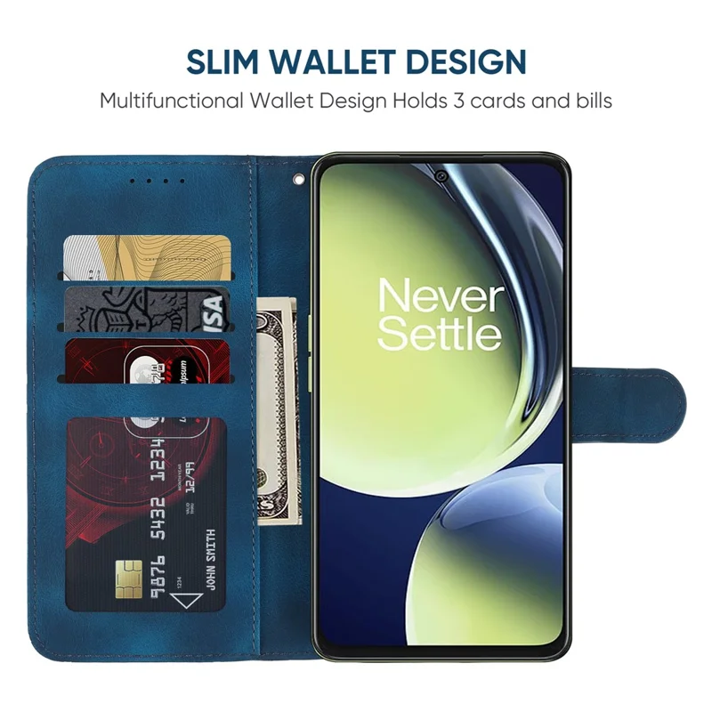 Pour Oppo K11x 5G / OnePlus Nord CE 3 Lite 5G / Nord N30 5G Étui de peau-Lignes de touche Empreinte en cuir Étui de téléphone - Bleu
