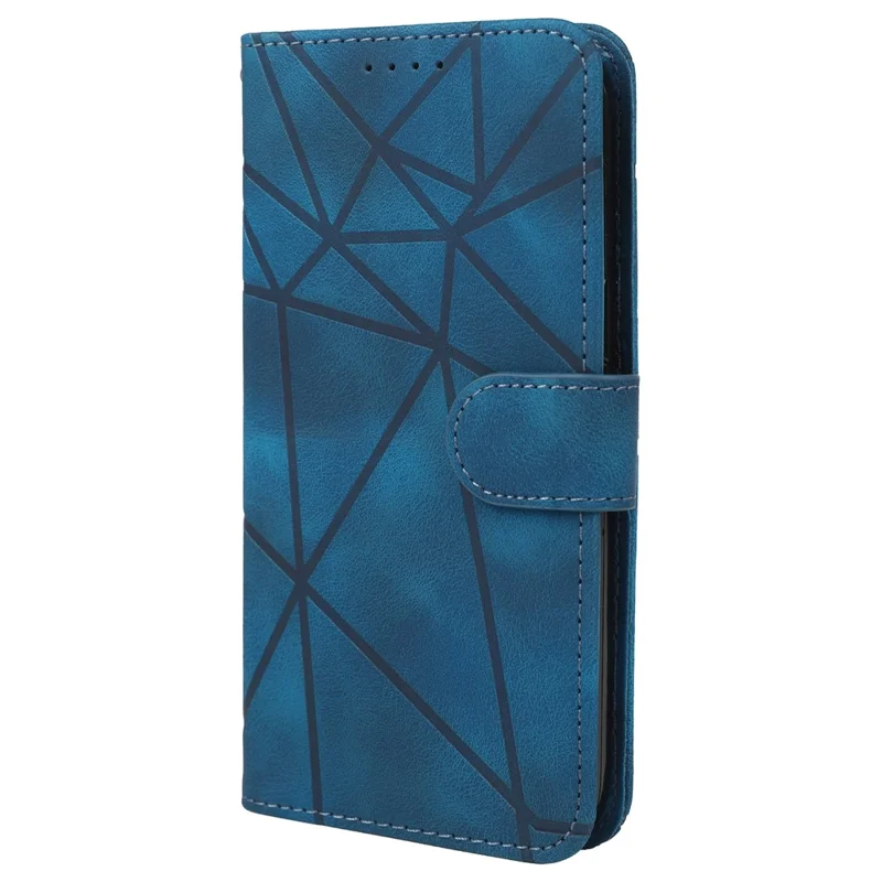Pour Oppo K11x 5G / OnePlus Nord CE 3 Lite 5G / Nord N30 5G Étui de peau-Lignes de touche Empreinte en cuir Étui de téléphone - Bleu