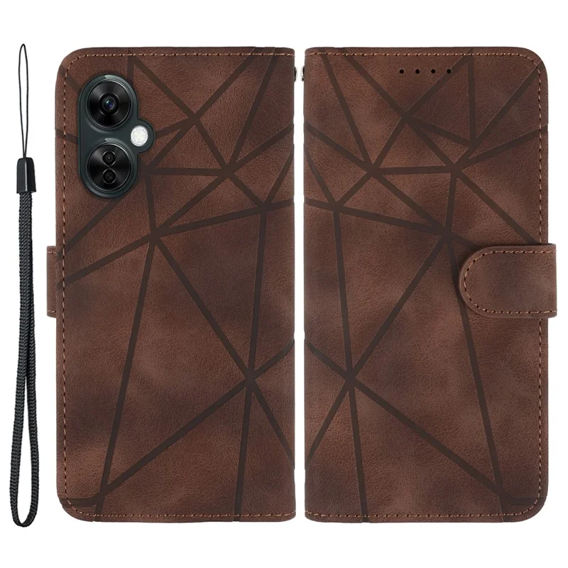 Para el caso de Oppo K11x 5G / OnePlus Nord CE 3 Lite 5G / Nord N30 5G Skin-Touch Lines Imprint Leather Phone Cover - Marrón